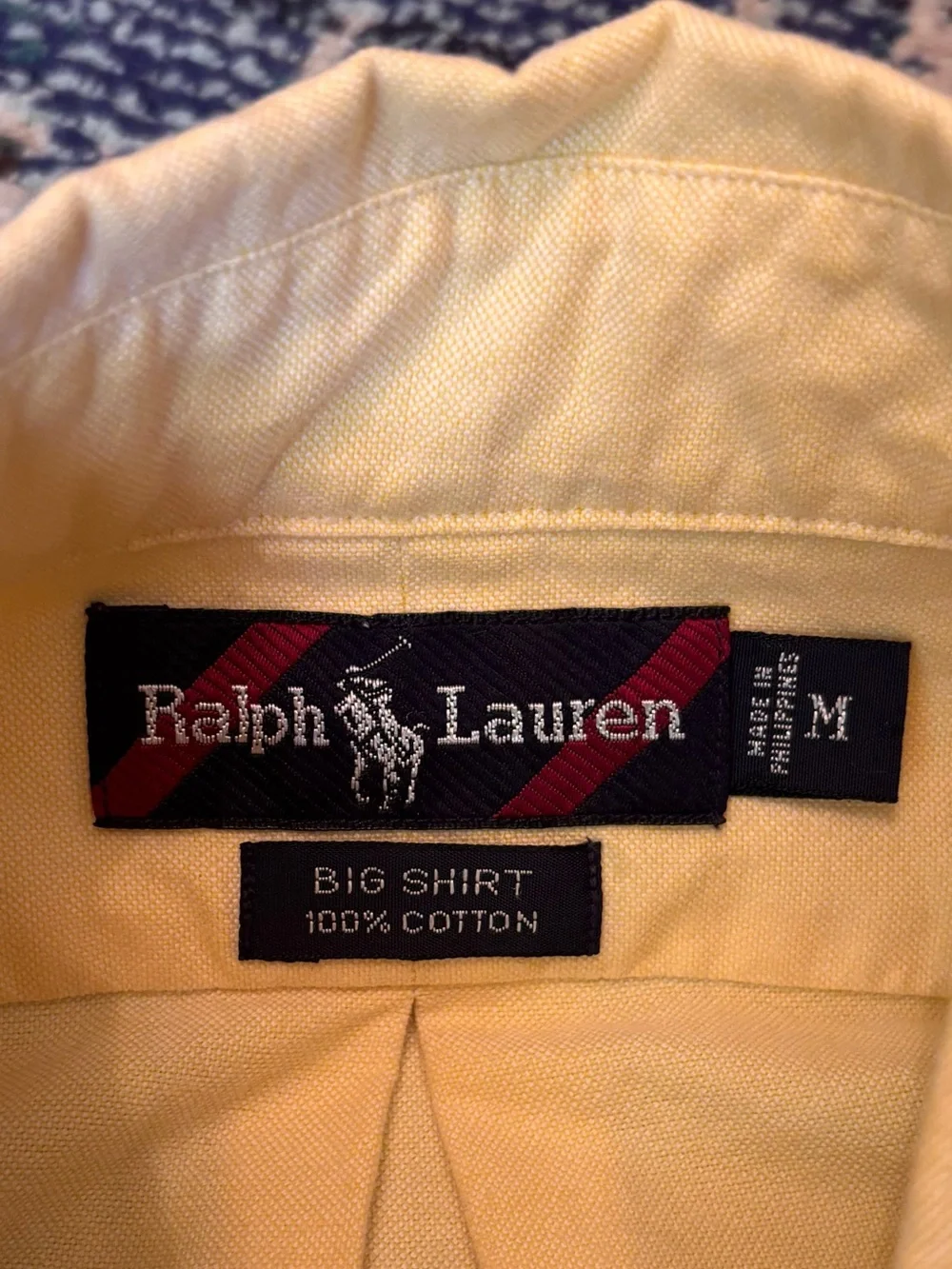 Vintage 90s Ralph Lauren Big Shirt Men’s Medium Yellow Oxford Pony Oversized